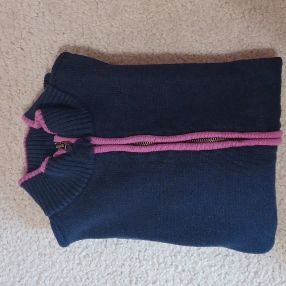 Christopher & Banks Navy Zip-Up Cardigan With Striped Sleeves - Picture 15 of 15